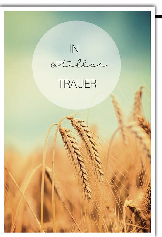 Trauerkarte Natur – Weizenfeld mit sanftem Himmel in beruhigenden Farben