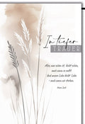 Trauerkarte Natur – Zarte Gräser mit Gorki-Zitat in sanften Erdtönen
