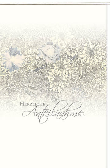 Trauerkarte Skorpion - Elegantes Blumenmuster, stilvolles Design für Beileid, neutraler Hintergrund, Raum für persönliche Worte