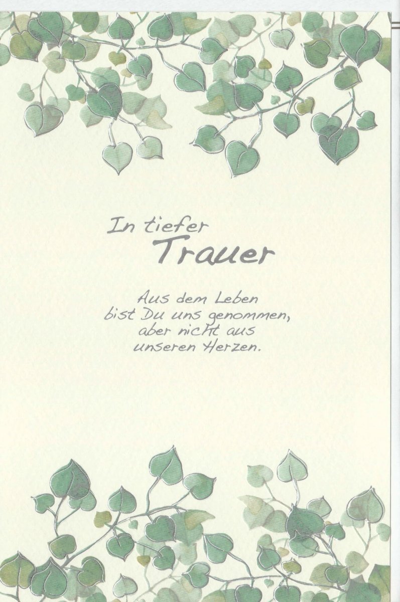 Trauerkarte Skorpion & Pflanzen - Beileidsgruß mit Naturmotiv in Grün, Hoffnung und Liebe für Abschied und Gedenken