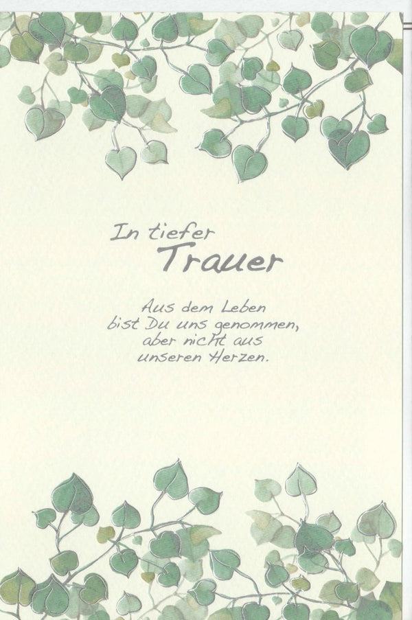 Trauerkarte Skorpion & Pflanzen - Beileidsgruß mit Naturmotiv in Grün, Hoffnung und Liebe für Abschied und Gedenken
