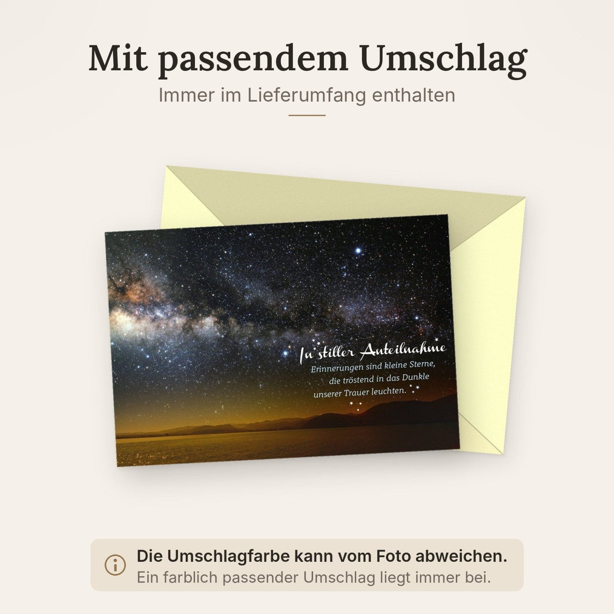 Trauerkarte Sternenhimmel mit Spruch In stiller Anteilnahme Erinnerungen sind kleine Sterne Trost spenden Beileidskarte Doppelkarte