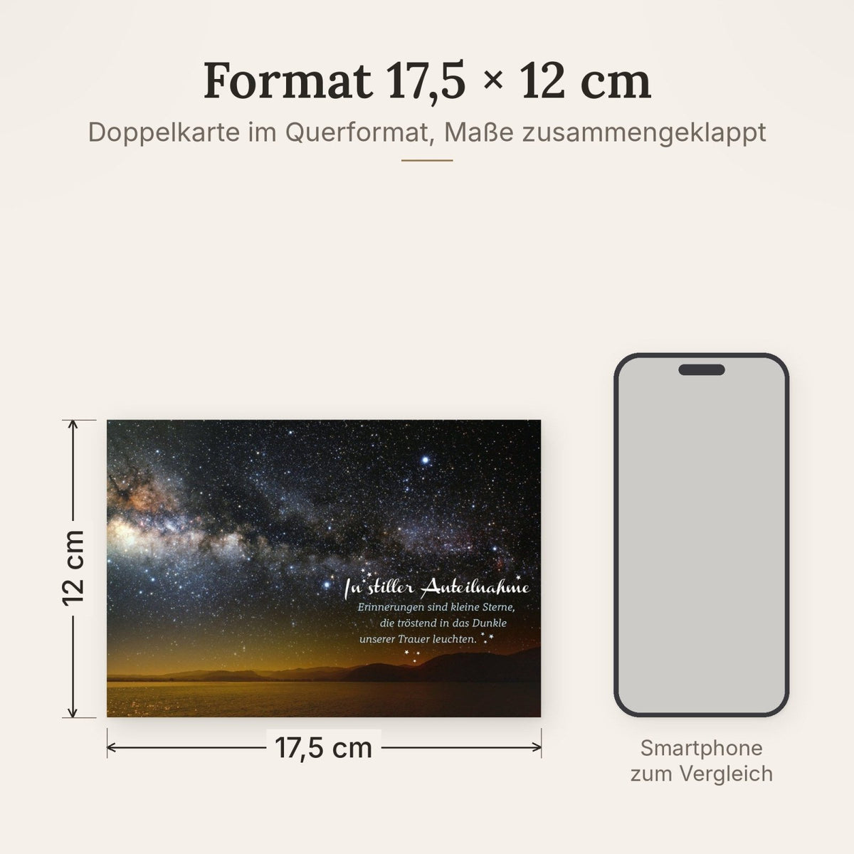 Trauerkarte Sternenhimmel mit Spruch In stiller Anteilnahme Erinnerungen sind kleine Sterne Trost spenden Beileidskarte Doppelkarte