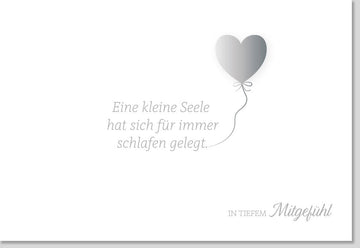 Trauerkarte Sternenkind - Einfühlsame Beileidskarte für den Verlust eines Kindes, Herz & Wolken Design in Weiß & Silber