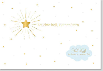 Trauerkarte Sternenkind - Stilvolle Beileidskarte mit Weiß - Goldenem Sternmotiv für Trost und Hoffnung im Trauerfall