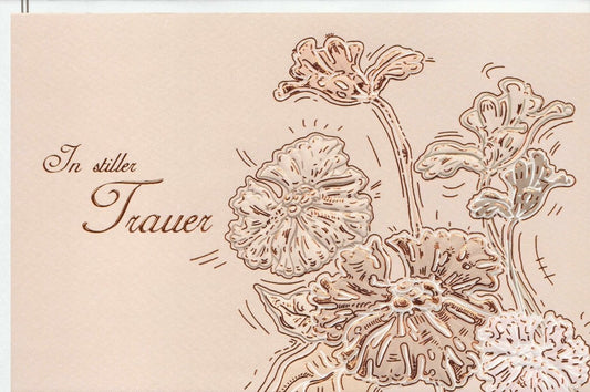 Trauerkarte - Stilvolle Beileidskarte mit Skorpion - Design, Geschmackvolle Blumen für Beerdigungen