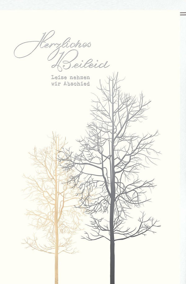 Trauerkarte zum Abschied - Beileidskarte mit Skorpion-Sternzeichen und Baum-Motiv im Naturdesign für persönliche Anteilnahme