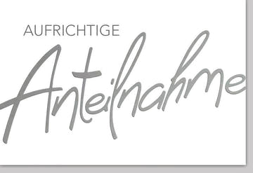 Trauerkarte zur Anteilnahme - Elegante Beileidskarte in Weiß mit Schlichtem Text für Abschied und Gedenken im Trauerfall