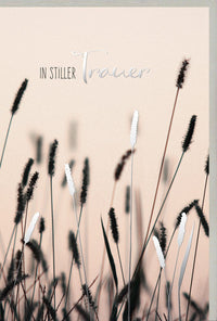 Trauerkarte zur Anteilnahme - Elegante Beileidskarte mit dezentem Pflanzenmotiv für einen würdevollen Abschied und stilles Gedenken