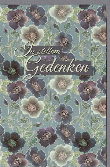 Trauerkarte zur Anteilnahme - Elegantes Blumenmotiv, Hochwertiges Design für stilvolles Gedenken in dunklen Tönen