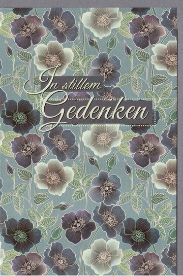 Trauerkarte zur Anteilnahme - Elegantes Blumenmotiv, Hochwertiges Design für stilvolles Gedenken in dunklen Tönen
