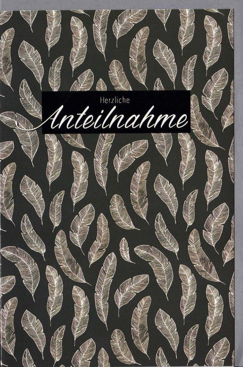 Trauerkarte zur Anteilnahme - Elegantes Schwarz - Weiß Design mit Federmotiv für Mitgefühl und Trost