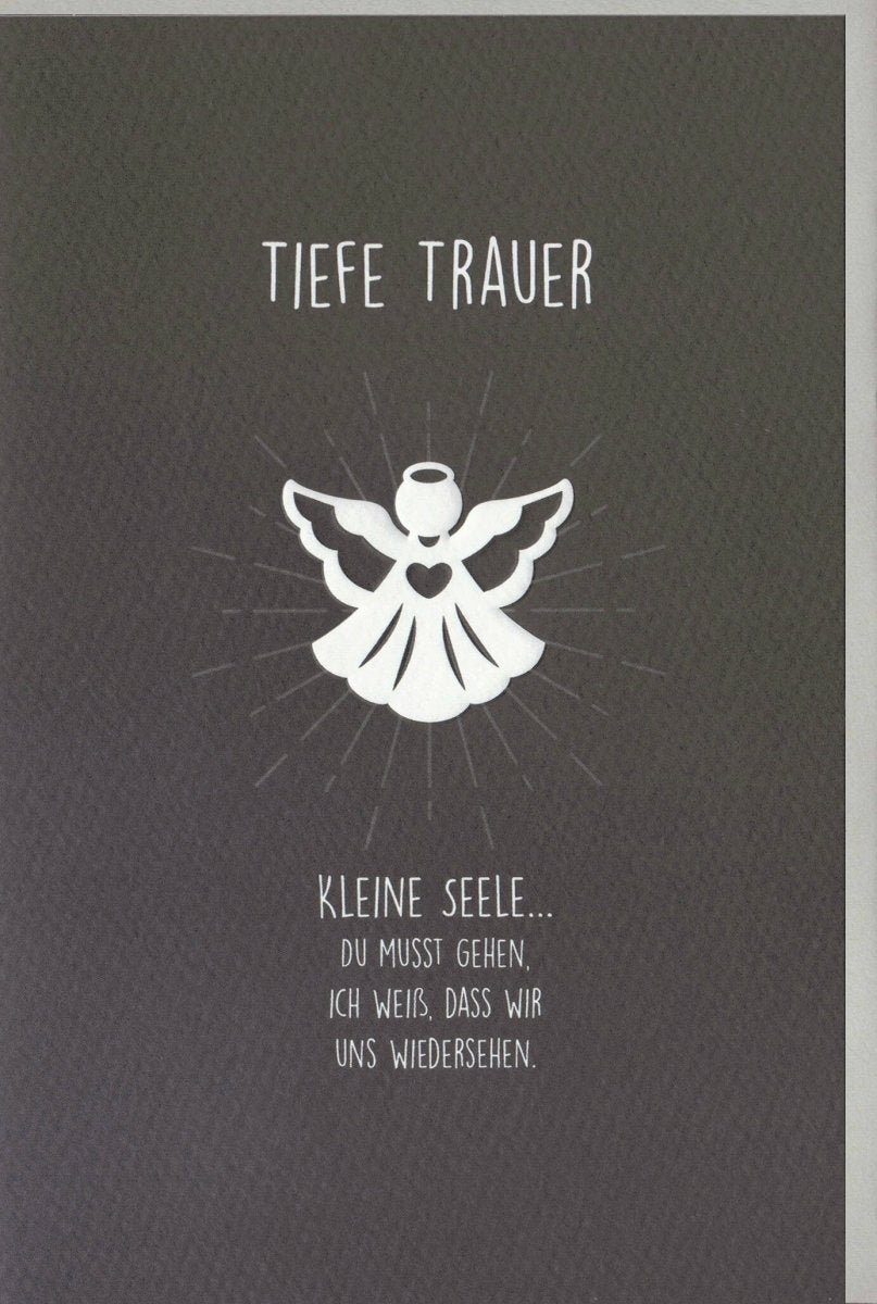 Trauerkarte zur Anteilnahme: Hoffnungsvoller Engel - Beileid und Trost mit stilvollem Spruch für Gedenken und Seelenfrieden