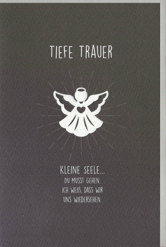 Trauerkarte zur Anteilnahme: Hoffnungsvoller Engel - Beileid und Trost mit stilvollem Spruch für Gedenken und Seelenfrieden