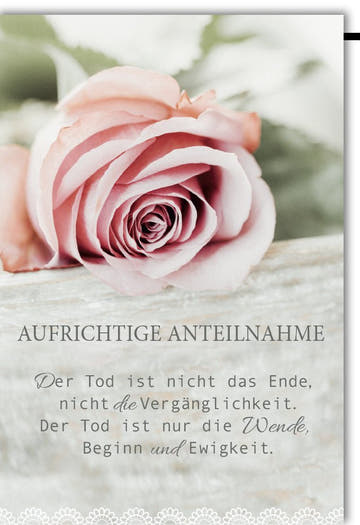 Trauerkarte zur Anteilnahme - Stilvolle Karte mit tröstendem Spruch, Rosa Design für Abschied und Beerdigung, Mitgefühl für Angehörige und Freunde