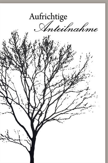 Trauerkarte zur Anteilnahme - Stilvolles Baum - Motiv in Schwarz - Weiß für einen pietätvollen Abschied