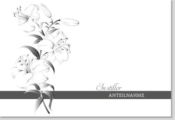 Trauerkarte zur Anteilnahme - Stilvolles Blumenmotiv in Schwarz - Weiß, Hochwertige Kondolenzkarte für Erwachsene und Senioren, Pietätvoller Abschied