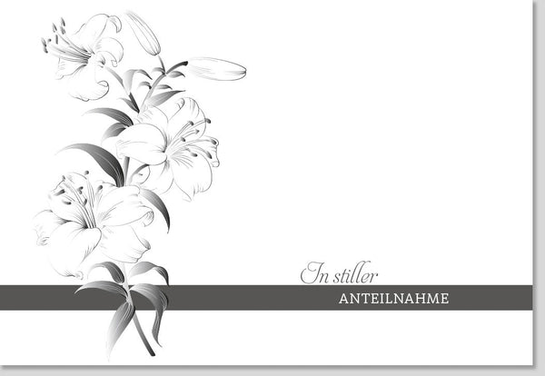Trauerkarte zur Anteilnahme - Stilvolles Blumenmotiv in Schwarz-Weiß, Hochwertige Kondolenzkarte für Erwachsene und Senioren, Pietätvoller Abschied