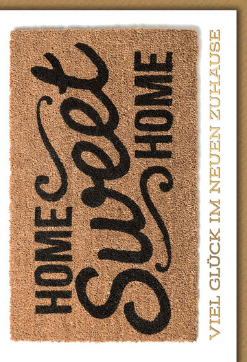 Umzugskarte – Fußmatte "Home Sweet Home" mit modernem Schriftzug und Glückwunschtext