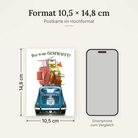 Umzugskarte Sprüche: Endlich geschafft! - Perfekte Karte für den Neuanfang