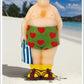 Urlaubspostkarte: Humorvolle Strand - Szene mit Karikatur in Badehose und Sonnenbrille | Blankopostkarten