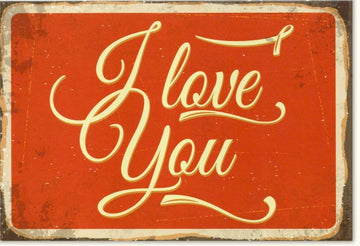 Valentinstagsgruß im Vintage - Stil - Romantische Retro - Karte mit "I Love You" Schriftzug, rotem Herz & nostalgischem Flair für Liebe und Jubiläum