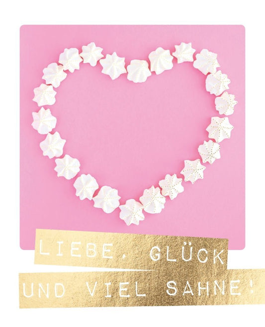 Valentinstagskarte mit romantischem Liebesspruch - Rosa & Gold, Herz - und Sternchenmotiv, Glücksbringer für Freundschaft und Liebe