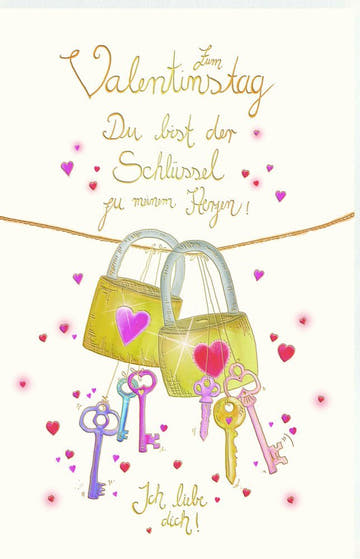 Valentinstagskarte - "Schlüssel zum Herzen" Romantische Liebeserklärung für den Partner, Geschenk der Zuneigung
