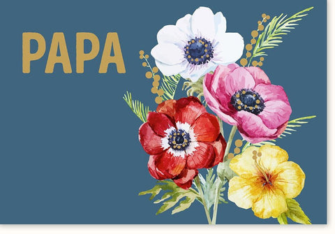 Vatertagskarte mit Aquarell - Blumen - Elegante Grußkarte für Papa, Hochwertige Geschenkkarte für Geburtstag & Feier