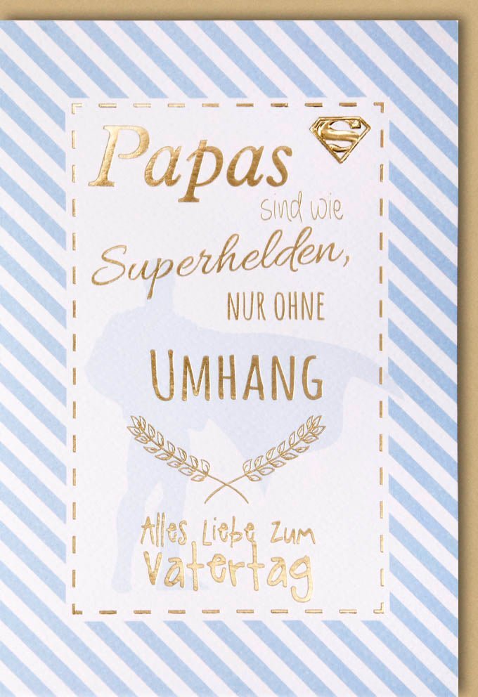 Vatertagskarte: Superhelden Papa mit Umhang - Herzlicher Gruß voller Dankbarkeit & Wertschätzung