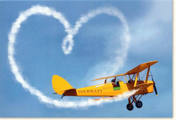 Verlobungsglückwunsch "Himmel der Liebe" - Romantische Karte mit Herz & Flugzeug, Einladung zur Feier im YourWays Luftpost Design