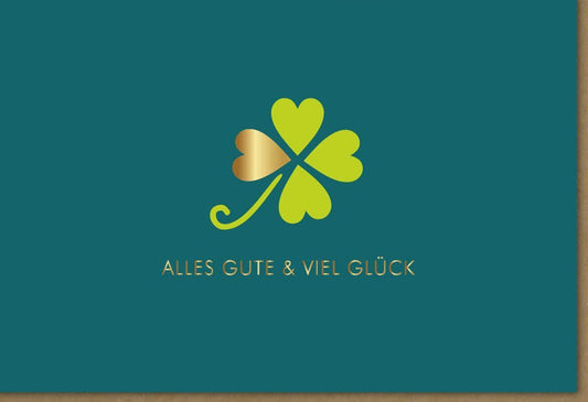 Viel - Glück - Karte mit Kleeblatt - Motiv – Perfekt für Abschied & Neuanfang, Wünsche für Erfolg und Neubeginn