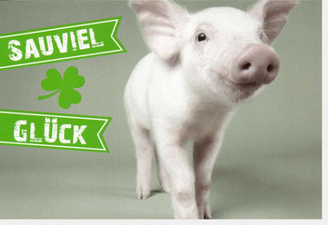 Viel - Glück - Karte "Sauviel Glück" – Kleeblatt & Glücksschwein Motiv, perfekte Glücksbotschaft für Erfolg und positive Wünsche