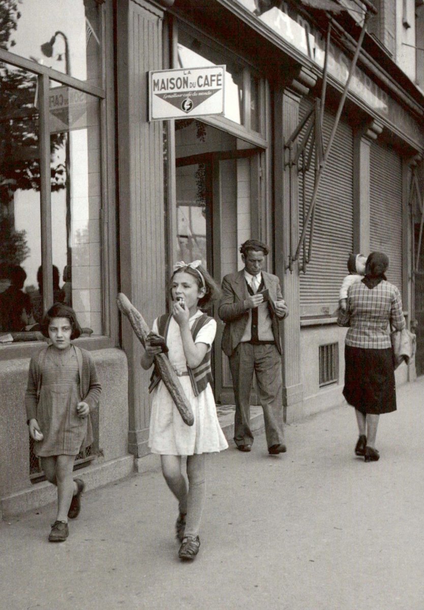 Vintage Retro Postkarte - Schwarzweiß Kinder in Boulangerie, Nostalgische Grußkarte für Sammler & Geschenk, Unikat in Postkarten - Schwarz - Weiß