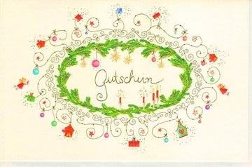 Weihnachtsgruß auf Naturkarton mit Gutscheinoption – Stilvoll und nachhaltig