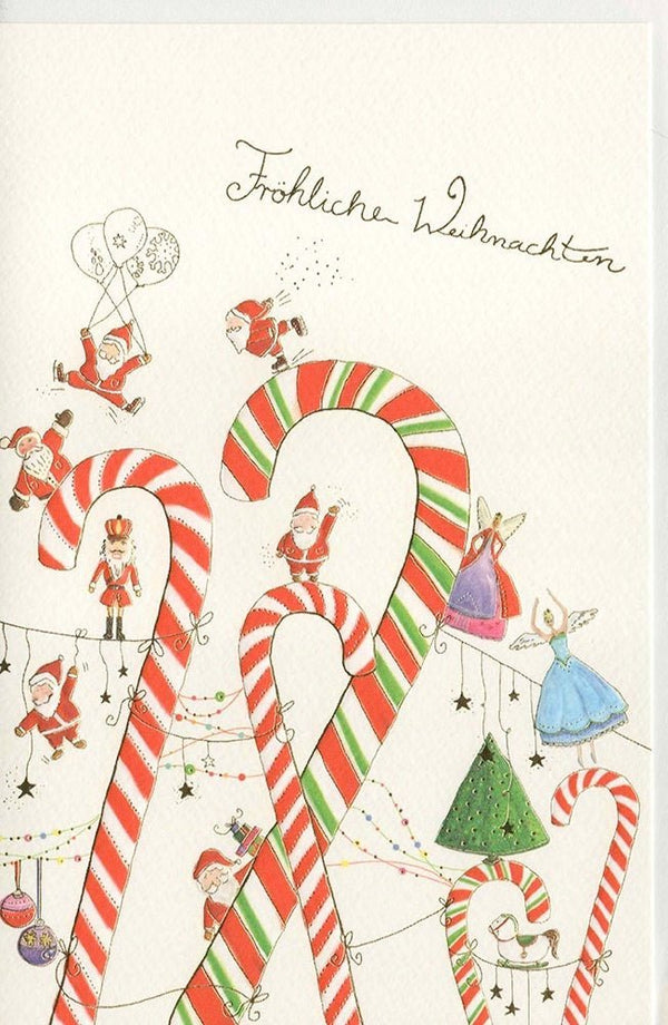Weihnachtsgrusskarte aus Naturkarton mit Zuckerstab-Design, Premiumqualität für festliche Grüße