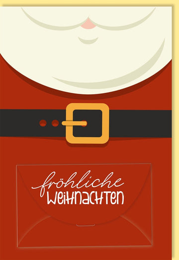 Weihnachtsgrußkarte - Elegantes Weihnachtsmann - Design in Rot, Weiß & Gold für festliche Geldgeschenke und Freude in der Familie