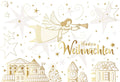 Weihnachtsgrußkarte Engel & Goldene Sterne - Klassischer Gruß für Ihre Liebsten