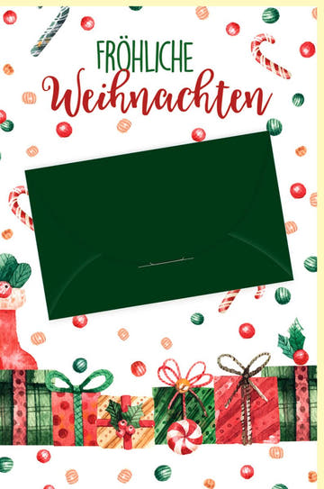 Weihnachtsgrußkarte - Festliche Grüße mit Tannenzweig & Zuckerstangen für Familie und Freunde