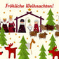 Weihnachtsgrußkarte - Festliche Grüße mit Weihnachtsmann, Rentieren & Tannenbäumen für Familie & Freunde