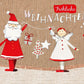 Weihnachtsgrußkarte - Festliche Illustration mit Weihnachtsmann, Engeln & Sternen für besinnliche Winterfeiertage