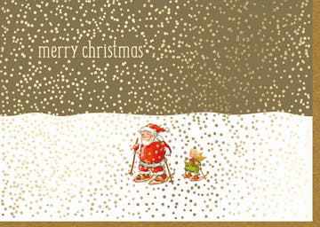 Weihnachtsgrußkarte - Festliche Santa Claus & Rentier Motive mit Goldglanz für Familie und Freunde