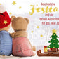 Weihnachtsgrußkarte – Festliche Winterlandschaft mit Teddybären, Schlitten & Glitzersternen für besinnliche Feiertage