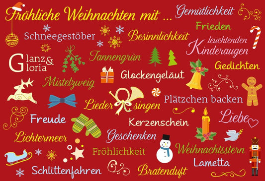 Weihnachtsgrußkarte - "Frohe Festtage" mit Schneegestöber, Tannenduft & Glühwein - Besinnliche Grüße für Liebe und Frieden