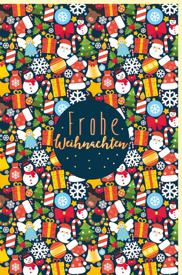 Weihnachtsgrußkarte: Fröhliche Motive mit Schneemann, Rentier & Tannenbaum - Bunte Grüße für Familie & Freunde