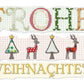 Weihnachtsgrußkarte im Vintage - Stil - "Frohe Weihnachten" mit Rentieren, Tannenbäumen & Sternen - Bunte Festliche Karte für Familie und Freunde