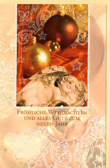 Weihnachtsgrußkarte in edlem Gold mit festlicher Kugel - Illustration