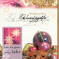 Weihnachtsgrußkarte in Gold und Pink mit festlichen Kugeln