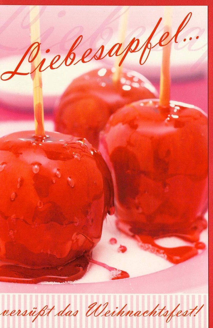 Weihnachtsgrußkarte Liebesapfel – Festliche Grüße mit süßem Charme für die besinnliche Jahreszeit.