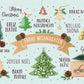 Weihnachtsgrußkarte Mehrsprachig - Internationale Feiertagsgrüße mit Tannenbaum, Schnee, Glitzerauto & Geschenken
